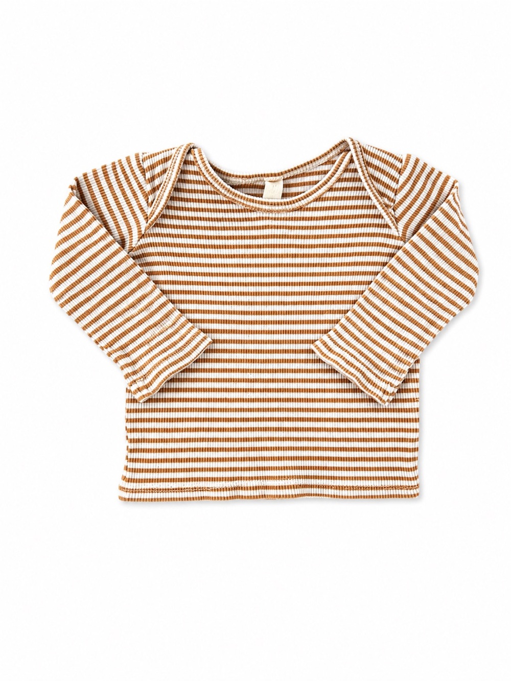 Quincy Mae 3-6M Organic Cotton Ribbed Stripe Long Sleeve Top Neutral